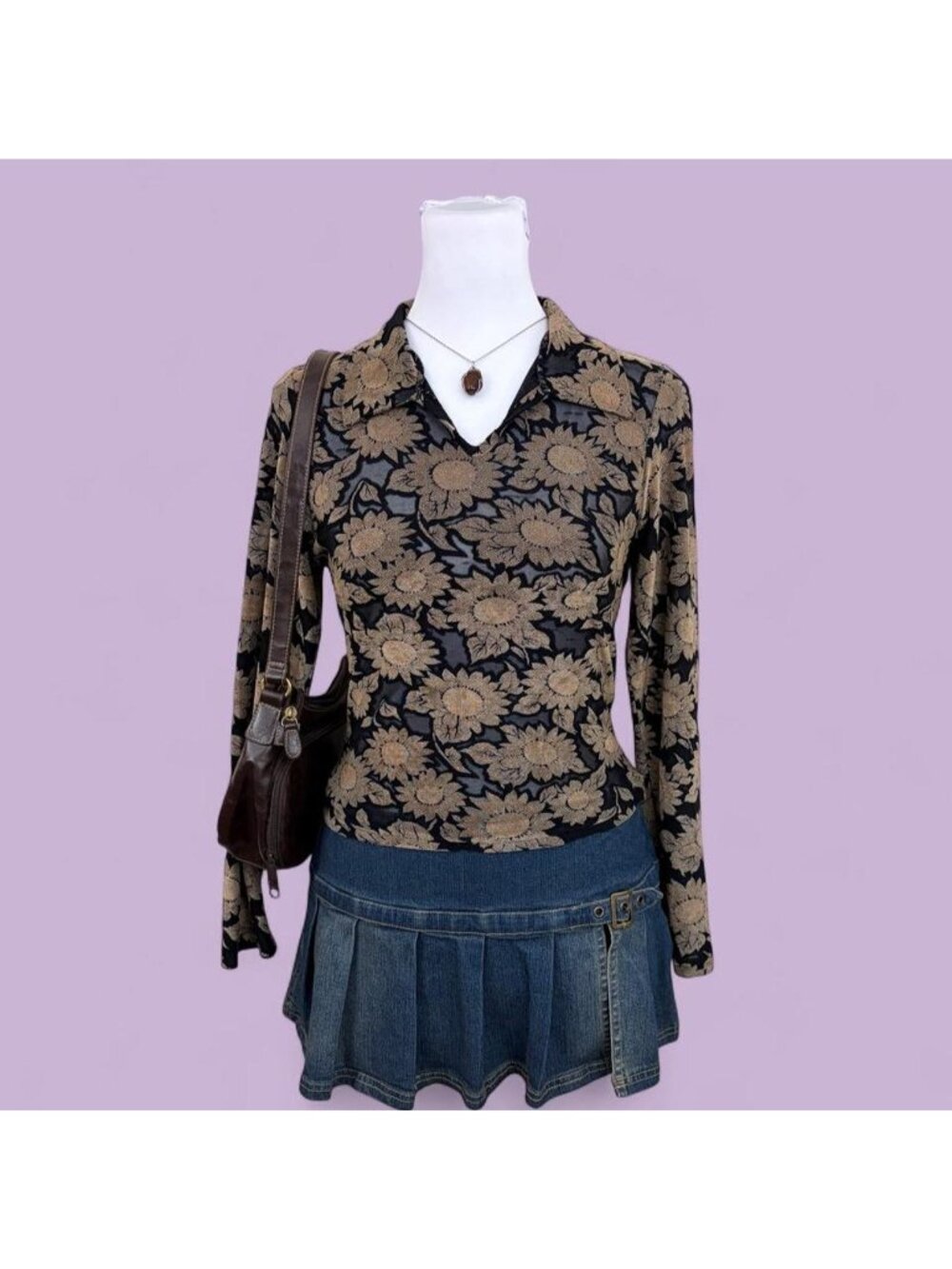 90s sunflower mesh semi sheer top